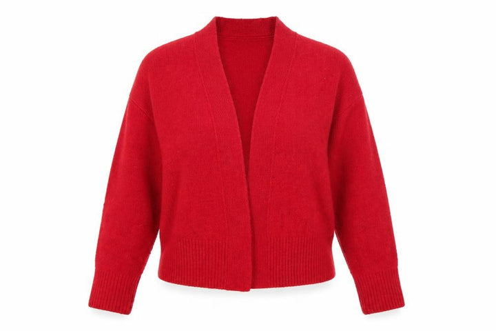 New Look Women Red Open Knit Cardigan Size S Long Sleeve