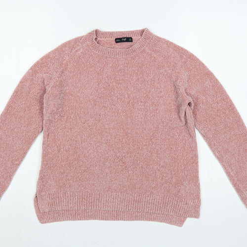 F&F Women’s Pink Size 10 Crew Neck Knit Pocket Jumper