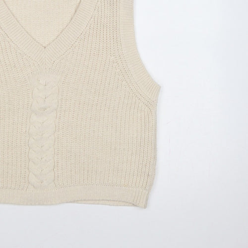 La Fée Maraboutée Women Ivory M Cable-Knit V-Neck Sleeveless Vest