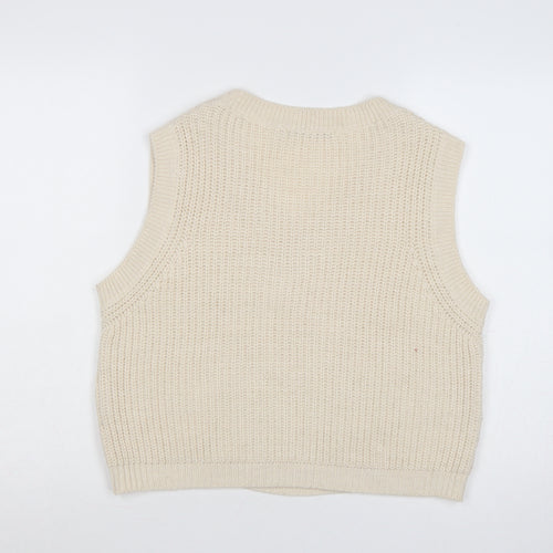 La Fée Maraboutée Women Ivory M Cable-Knit V-Neck Sleeveless Vest