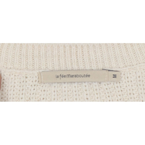 La Fée Maraboutée Women Ivory M Cable-Knit V-Neck Sleeveless Vest