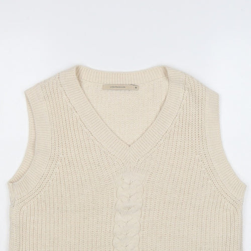 La Fée Maraboutée Women Ivory M Cable-Knit V-Neck Sleeveless Vest