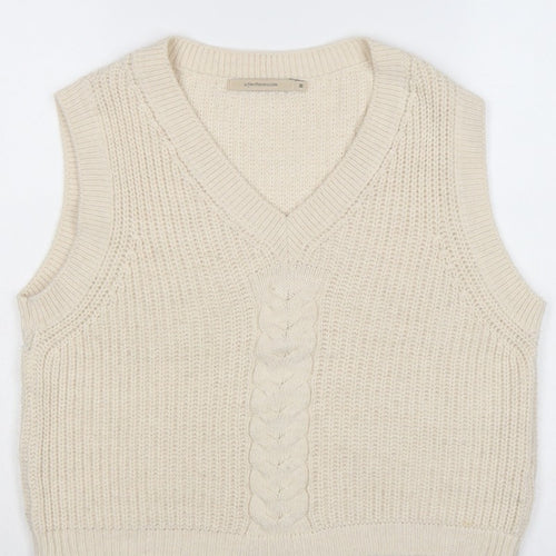 La Fée Maraboutée Women Ivory M Cable-Knit V-Neck Sleeveless Vest
