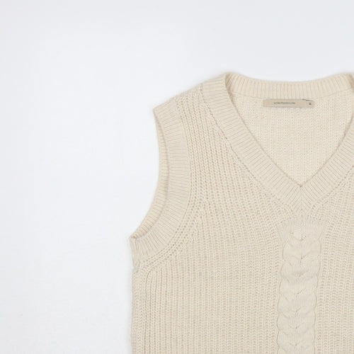 La Fée Maraboutée Women Ivory M Cable-Knit V-Neck Sleeveless Vest