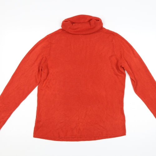 Bonmarché Women Orange UK 14 Roll Neck Geometric Knit Pullover Jumper