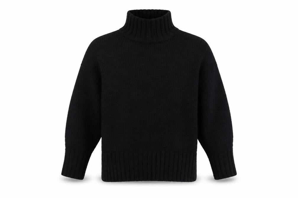 Front view of H&M Women Black UK 10 Roll Neck Knit jumper Long Sleeve