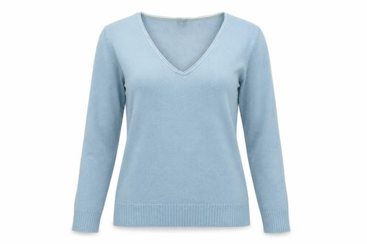 Per Una Women’s Blue Size 10 V-Neck Fine Knit Pullover Jumper