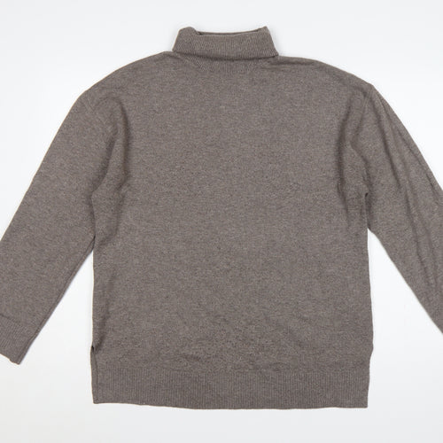 Marks & Spencer Women Brown M Roll Neck Fine Knit Jumper Long Sleeve