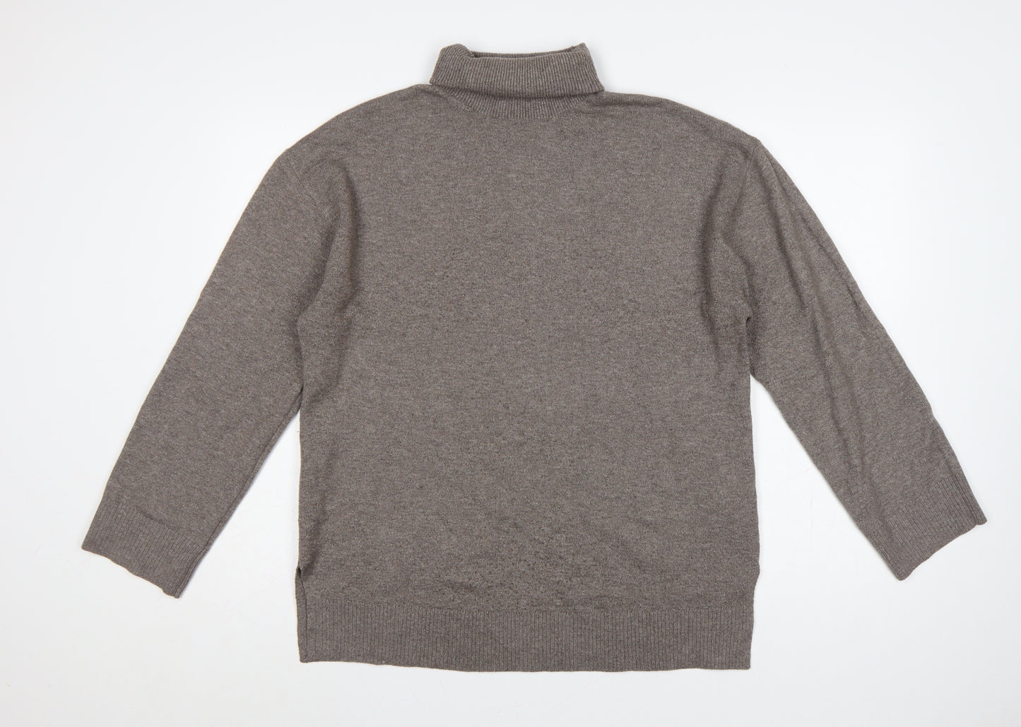 Marks & Spencer Women Brown M Roll Neck Fine Knit Jumper Long Sleeve