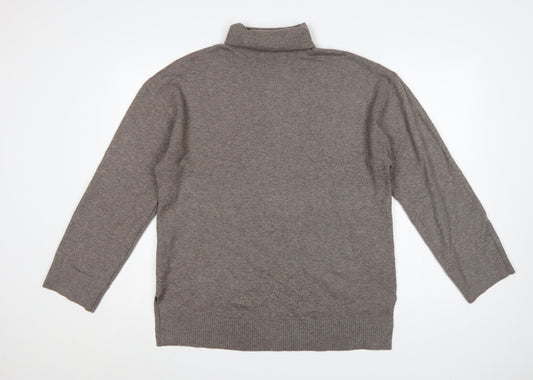 Marks & Spencer Women Brown M Roll Neck Fine Knit Jumper Long Sleeve