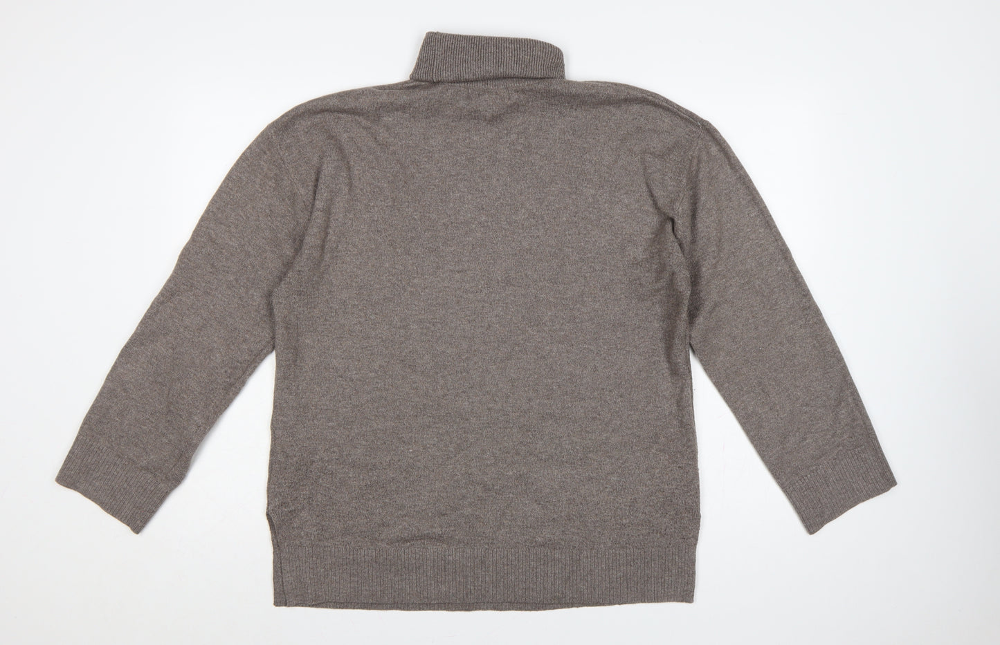 Marks & Spencer Women Brown M Roll Neck Fine Knit Jumper Long Sleeve