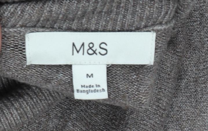 Marks & Spencer Women Brown M Roll Neck Fine Knit Jumper Long Sleeve