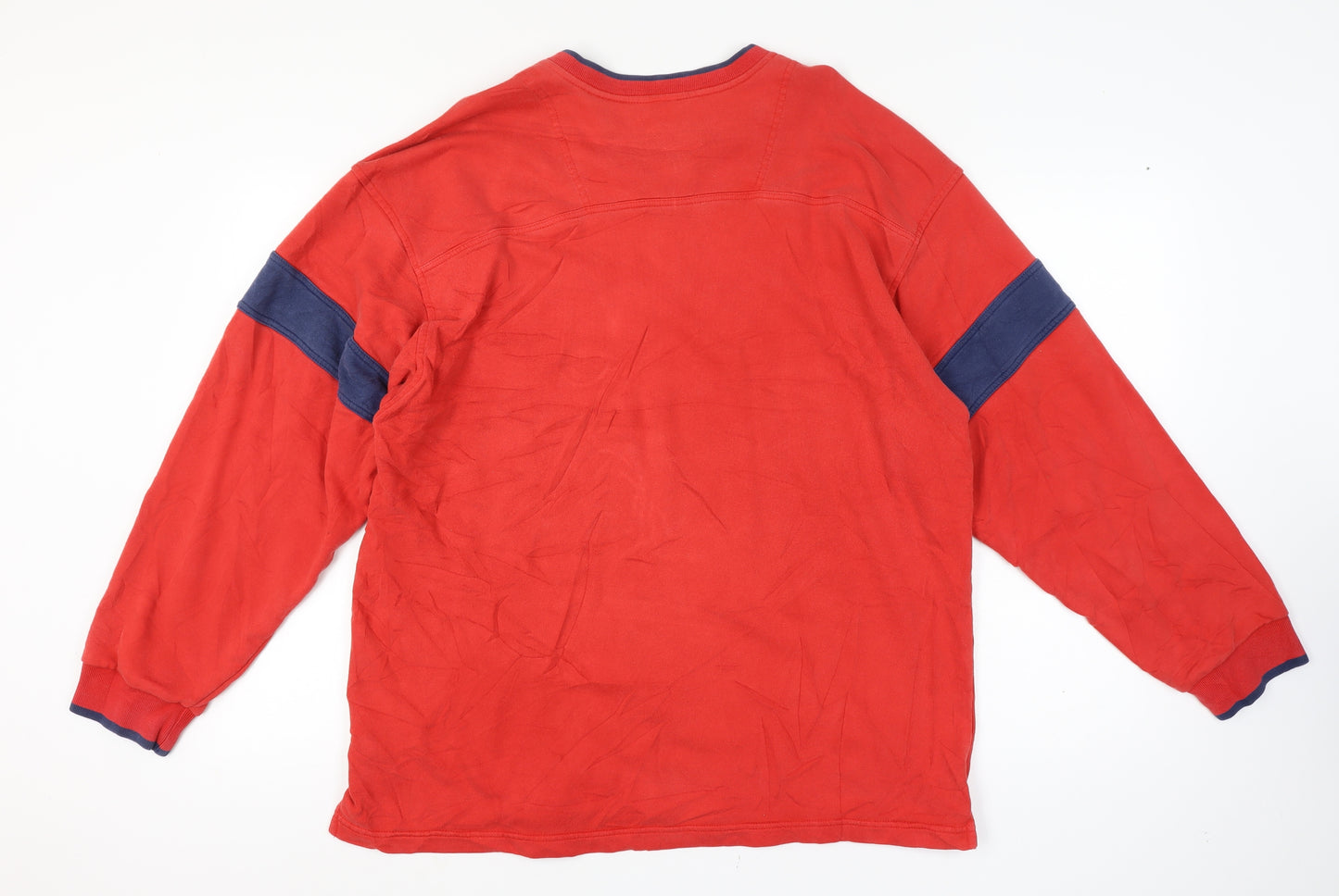 Nike Men Red Vintage Size L V-Neck Logo Pullover Sweatshirt
