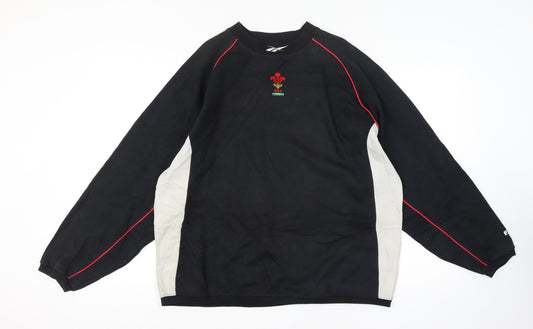 Reebok Men’s Black XL Wales Rugby WRU Crew Neck Sweatshirt