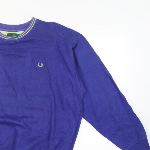Fred Perry Vintage Men’s Blue L Crew Neck Embroidered Logo Sweatshirt