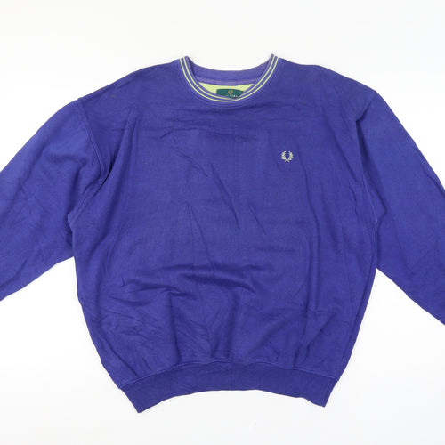 Fred Perry Vintage Men’s Blue L Crew Neck Embroidered Logo Sweatshirt