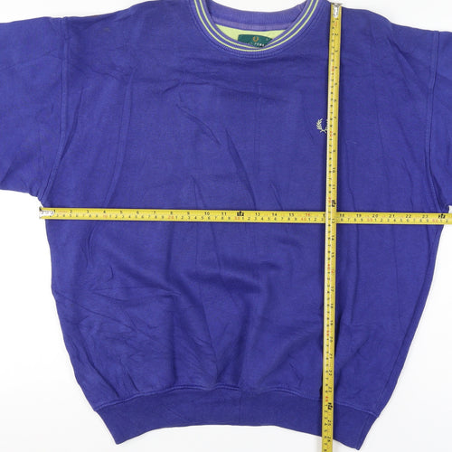 Fred Perry Vintage Men’s Blue L Crew Neck Embroidered Logo Sweatshirt
