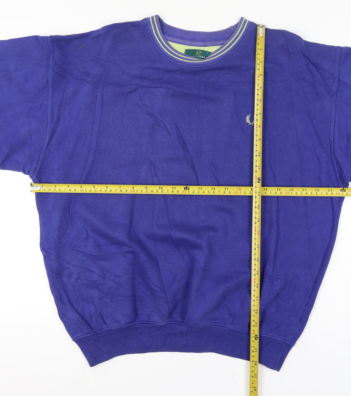 Fred Perry Vintage Men’s Blue L Crew Neck Embroidered Logo Sweatshirt