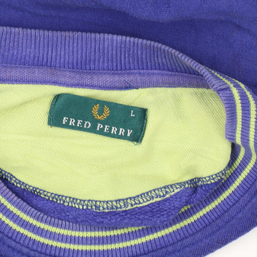 Fred Perry Vintage Men’s Blue L Crew Neck Embroidered Logo Sweatshirt