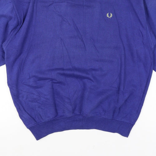 Fred Perry Vintage Men’s Blue L Crew Neck Embroidered Logo Sweatshirt