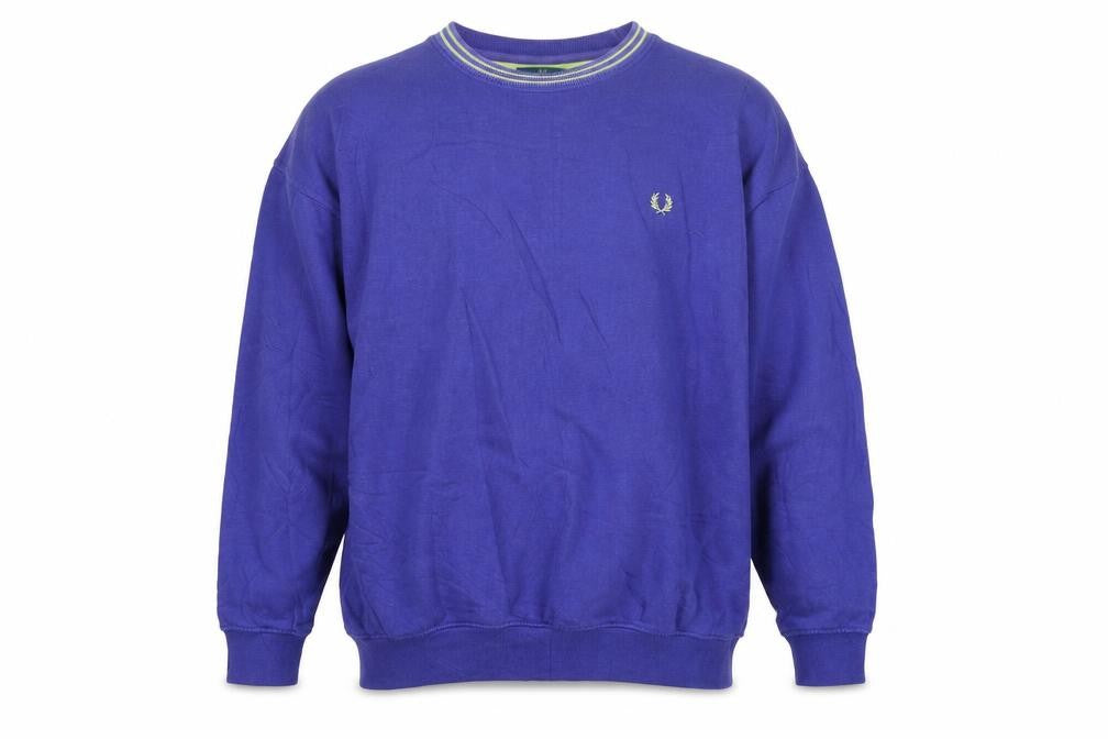 Fred Perry Vintage Men’s Blue L Crew Neck Embroidered Logo Sweatshirt