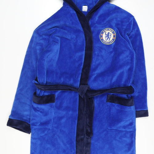 Chelsea FC Men's Blue Hooded Fleece Robe Adult L Belted Football