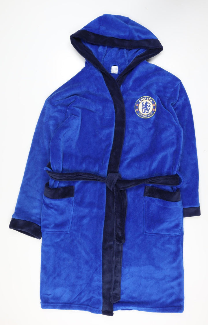 Chelsea FC Men's Blue Hooded Fleece Robe Adult L Belted Football