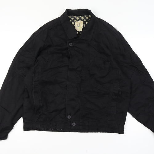 Pop 84 Mens XL Black Button Bomber Jacket Vintage 80s Floral Lining