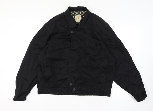 Pop 84 Mens XL Black Button Bomber Jacket Vintage 80s Floral Lining