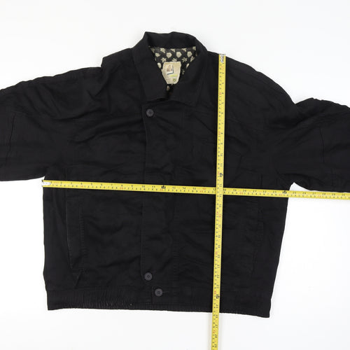 Pop 84 Mens XL Black Button Bomber Jacket Vintage 80s Floral Lining