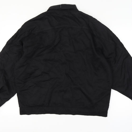 Pop 84 Mens XL Black Button Bomber Jacket Vintage 80s Floral Lining