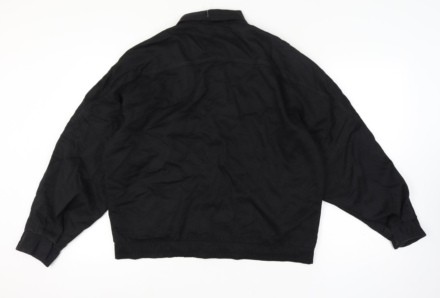 Pop 84 Mens XL Black Button Bomber Jacket Vintage 80s Floral Lining