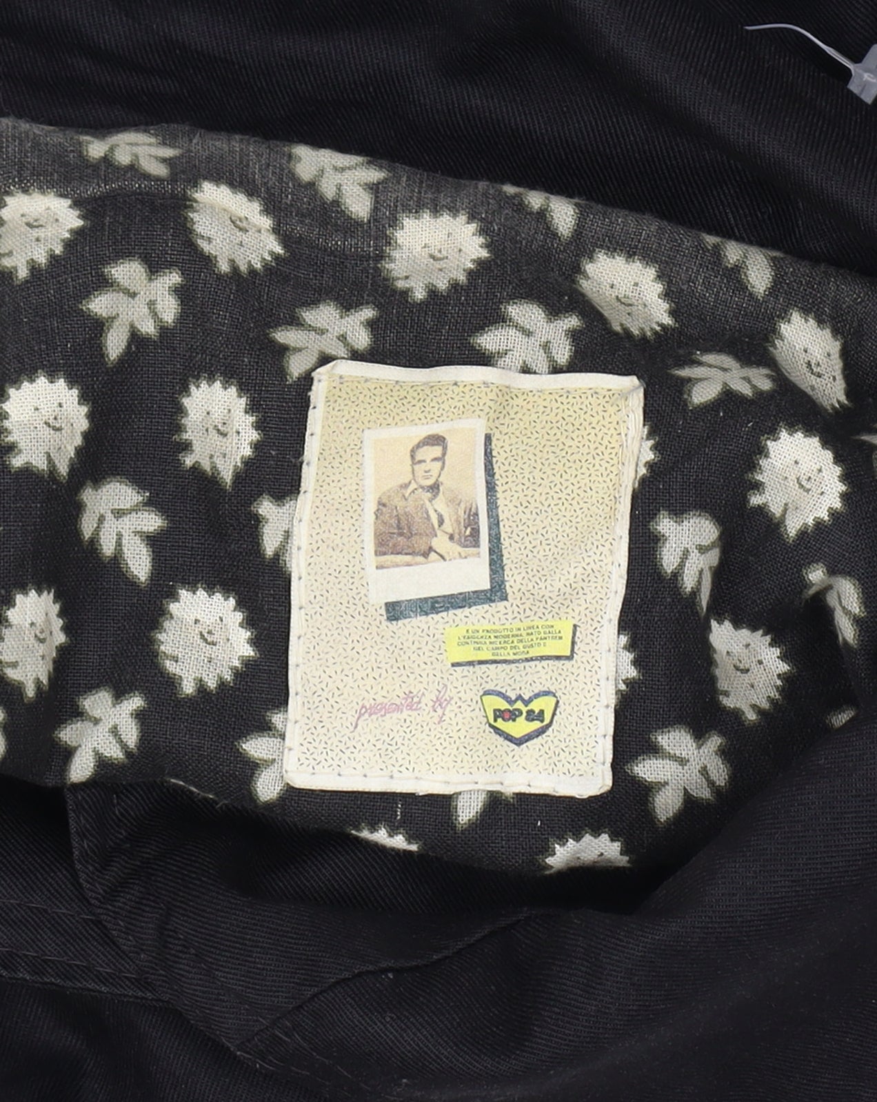 Pop 84 Mens XL Black Button Bomber Jacket Vintage 80s Floral Lining