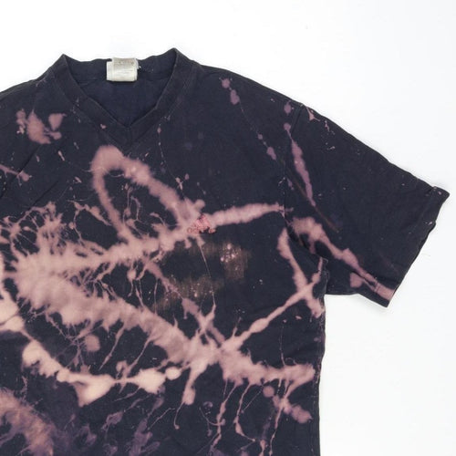 Adidas Men’s Large Black Bleach Dye V-Neck Short Sleeve T-Shirt
