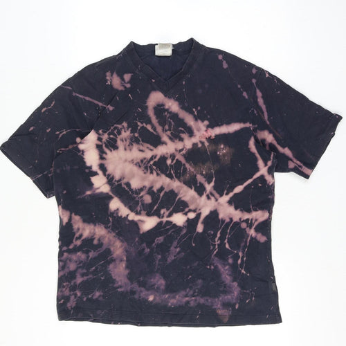 Adidas Men’s Large Black Bleach Dye V-Neck Short Sleeve T-Shirt