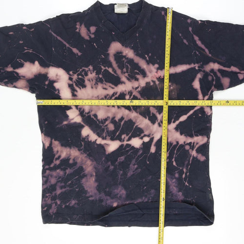 Adidas Men’s Large Black Bleach Dye V-Neck Short Sleeve T-Shirt