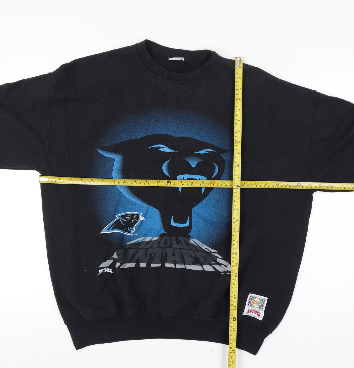 Nutmeg Men's Black XL Carolina Panthers NFL 1993 Pullover Sweatshirt