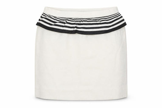 Moschino Cheap & Chic Women Ivory UK 12 Striped Ruffle Pencil Skirt