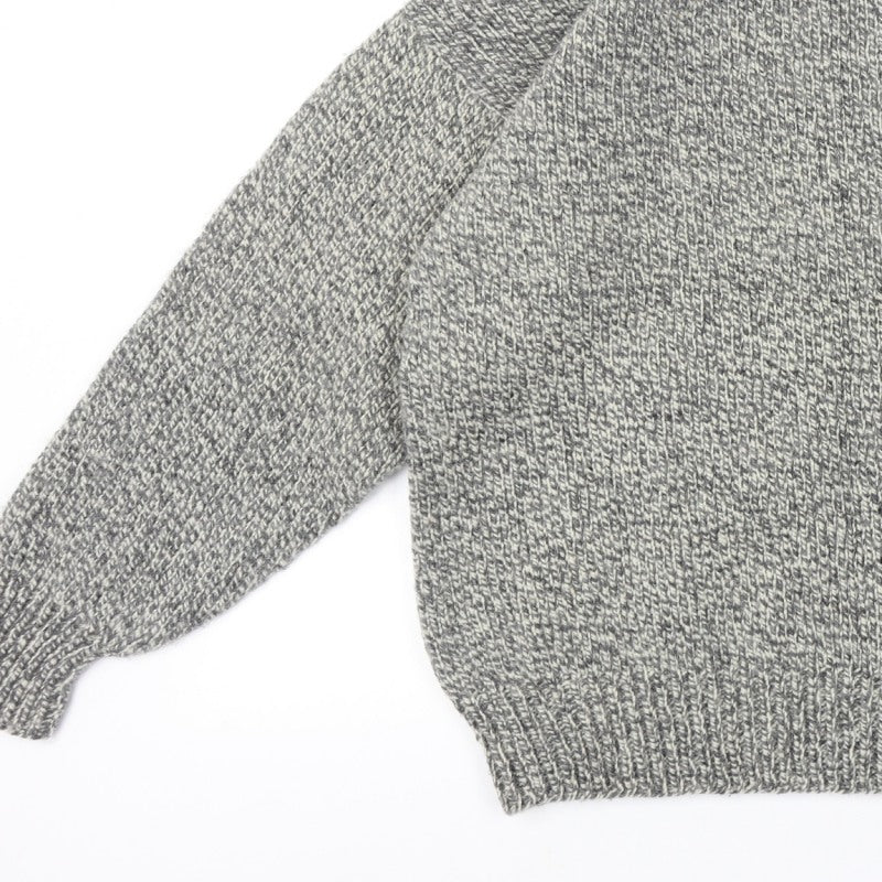 Additional view of men’s grey vintage grandad cable knit crew neck long sleeve jumper