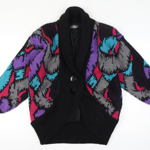 Chatte Women’s 16-18Multicoloured Retro 80s Geometric Knit Cardigan
