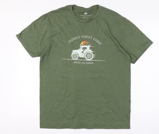 Diddly Squat Farm Men's Green L Tractor Graphic Print Cotton T-Shirt