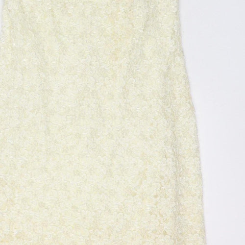 Karen Millen Women Vintage Ivory UK 12 Beaded Lace A-Line Party Mini Dress