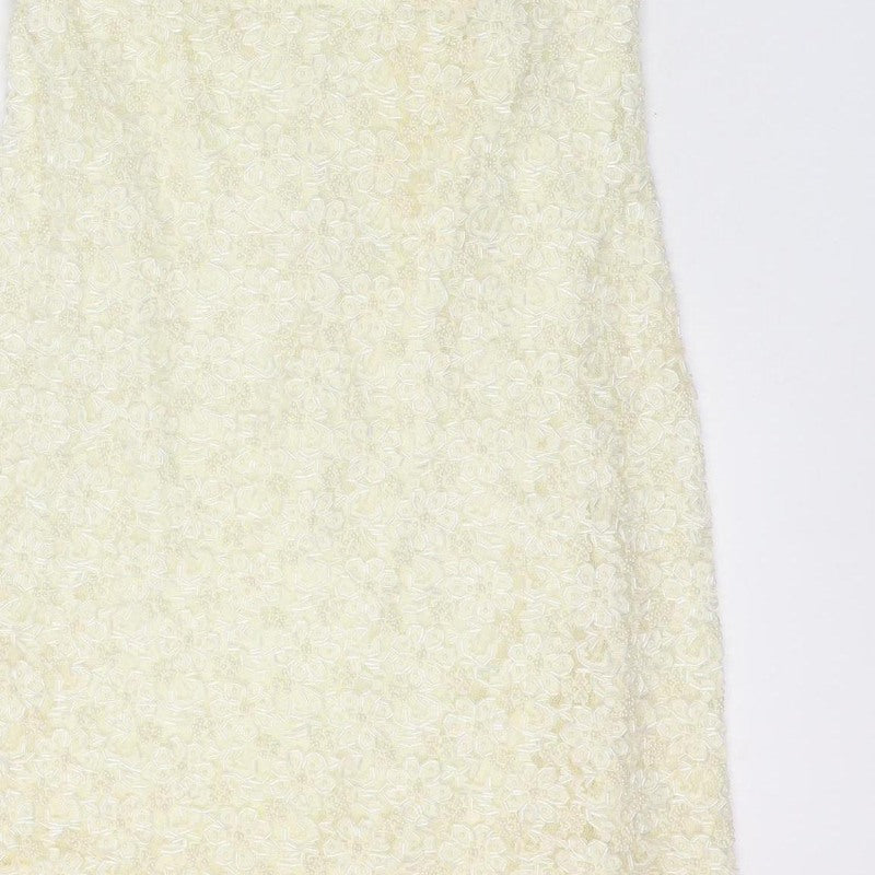 Karen Millen Women Vintage Ivory UK 12 Beaded Lace A-Line Party Mini Dress