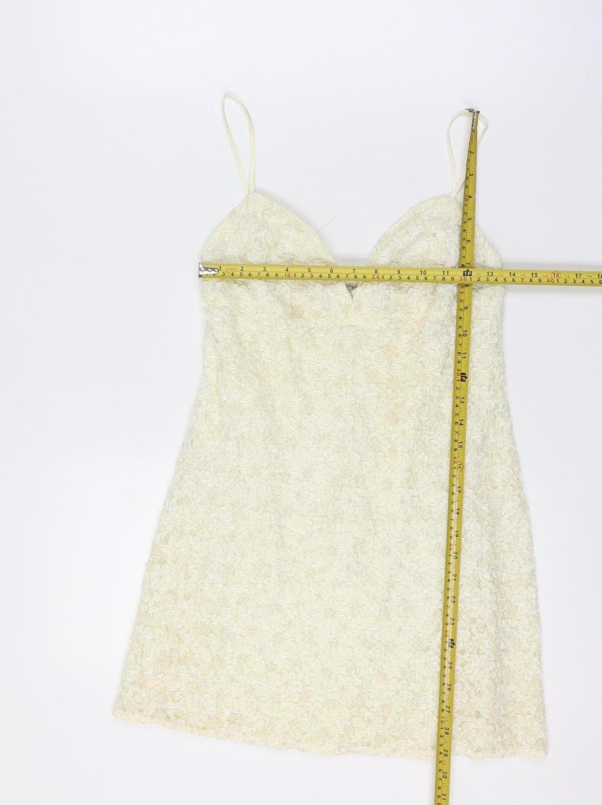Karen Millen Women Vintage Ivory UK 12 Beaded Lace A-Line Party Mini Dress
