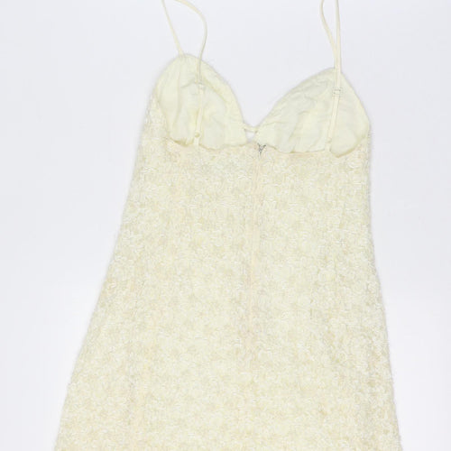 Karen Millen Women Vintage Ivory UK 12 Beaded Lace A-Line Party Mini Dress