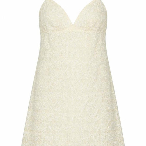 Karen Millen Women Vintage Ivory UK 12 Beaded Lace A-Line Party Mini Dress