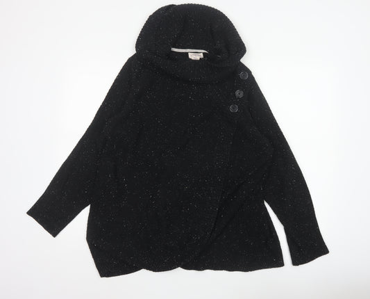 Cambridge Dry Goods Women’s Black UK 10 Cowl Neck Button Knit Jumper