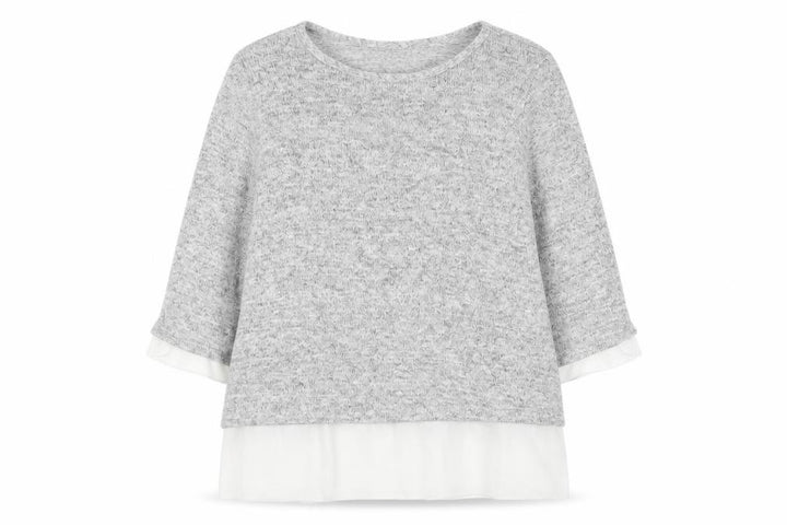 Wallis Women’s Grey UK 18 Layered Hem 3/4 Sleeve Knit Tunic Jumper