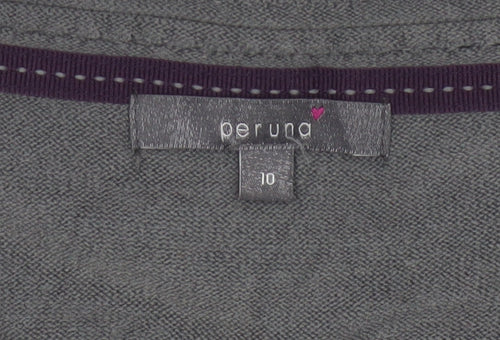 Per Una Women’s Grey Size 10 Cable Knit Button V-Neck Henley Jumper