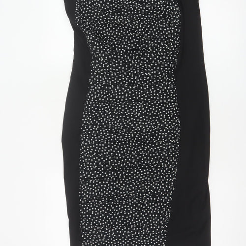 George Women Black Polka Dot UK 12 Strapless Bodycon Knee Dress